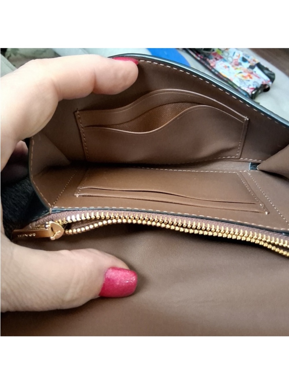 Coach Brown Signature Canvas Crossbody with Black Leather Trim - Picture 4 of 5